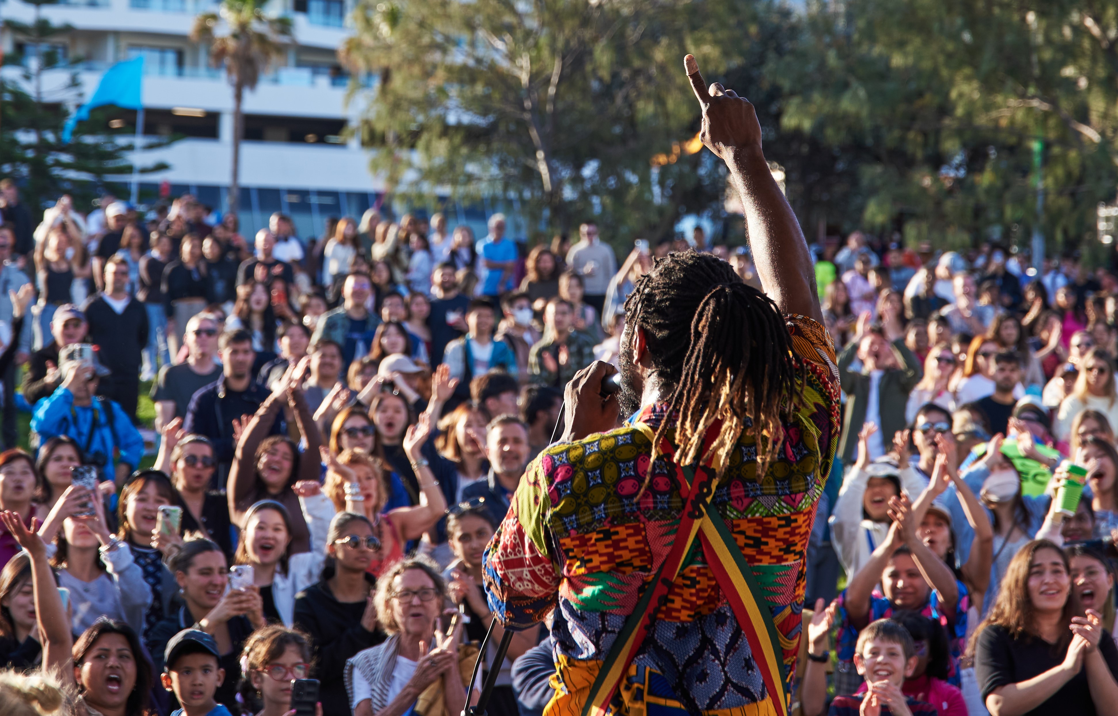 Performer playing at the 2024 Festival of the Winds