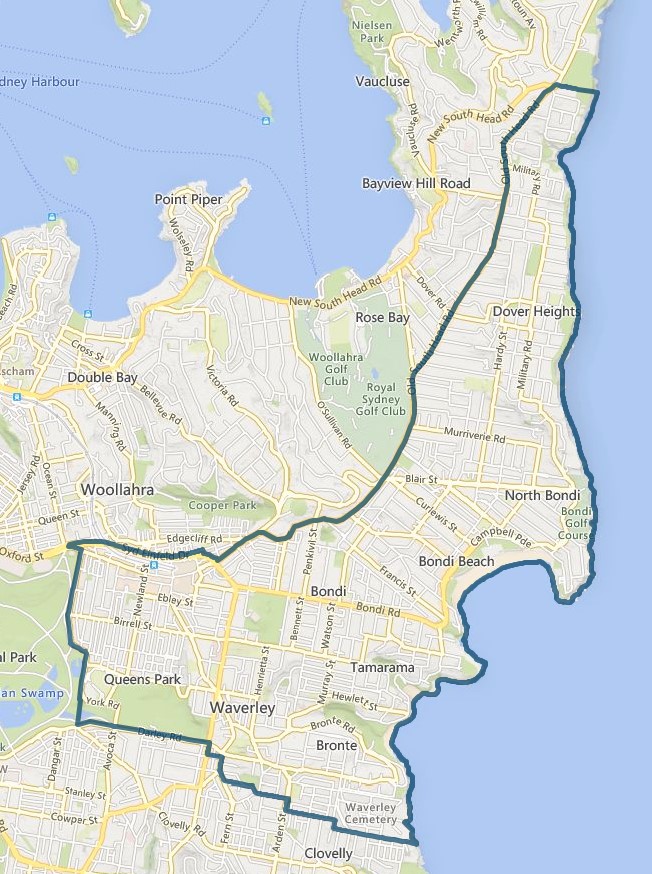 Map of Waverley Boundaries