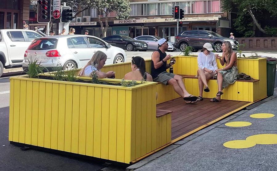 Yellow parklet in Waverley